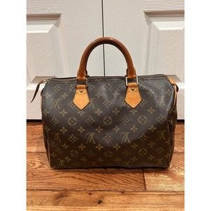 Louis Vuitton Brown Monogram Canvas Speedy Satchel with Tan Leather Handles
